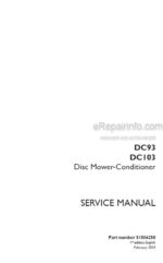Photo 4 - Case DC93 DC103 Service Manual Disc Mower Conditioner 51586250