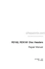 Photo 4 - Case RD162 RDX181 Repair Manual Disc Header 87755425