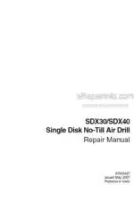 Photo 4 - Case SDX30 SDX40 Repair Manual Single Disk No Till Air Drill 87605427