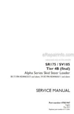 Photo 4 - Case SR175 SV185 Alpha Series Tier 4B Final Service Manual Skid Steer Loader 47851947