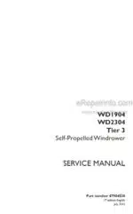 Photo 4 - Case WD1904 WD2304 Tier 3 Service Manual Self Propelled Windrower 47904538