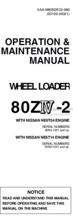 Photo 3 - Kawasaki 80ZIV-2 Operation & Maintenance Manual Wheel Loader 93109-00021