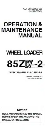 Photo 4 - Kawasaki 85ZIV-2 Operation & Maintenance Manual Wheel Loader 93111-00043