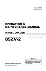 Photo 4 - Kawasaki 85ZV-2 Operation & Maintenance Manual Wheel Loader 93111-00523