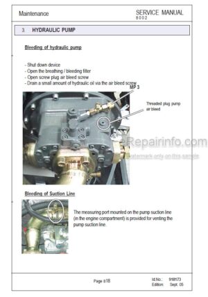 Photo 4 - Mustang ME8002 Service Manual Compact Excavator 918173