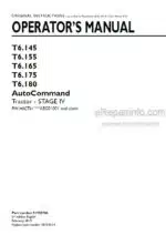 Photo 5 - New Holland T6.145 T6.155 T6.165 T6.175 T6.180 Auto Command Stage IV Final Operators Manual Tractor 51550786