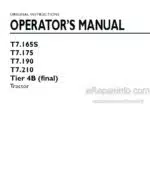 Photo 3 - New Holland T7.165S T7.175 T7.190 T7.210 Tier 4B Final Operators Manual Tractor