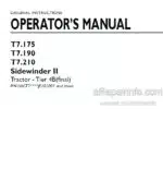 Photo 3 - New Holland T7.175 T7.190 T7.210 Sidewinder II Tier 4B Final Operators Manual Tractor With PIN