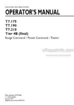 Photo 4 - New Holland T7.175 T7.190 T7.210 Range Command Power Command Tier 4B Final Operators Manual Tractor 47771685
