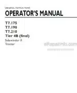Photo 4 - New Holland T7.175 T7.190 T7.210 Sidewinder II Tier 4B Final Operators Manual Tractor