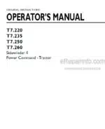 Photo 4 - New Holland T7.220 T7.235 T7.250 T7.260 Sidewinder II Power Command Operators Manual Tractor August 2015
