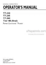 Photo 4 - New Holland T7.230 T7.245 T7.260 Power Command Tier 4B Final Operators Manual Tractor 47789212