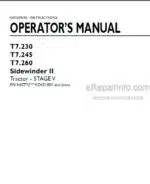 Photo 4 - New Holland T7.230 T7.245 T7.260 Sidewinder II Stage V Operators Manual Tractor April 2019