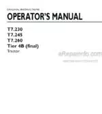 Photo 4 - New Holland T7.230 T7.245 T7.260 Tier 4B Final Operators Manual Tractor