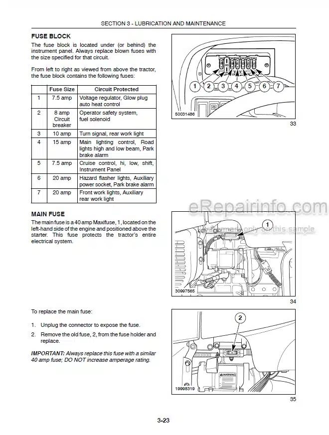 Photo 7 - New Holland TC25 TC29 TC33 Operators Manual Tractor 86588004