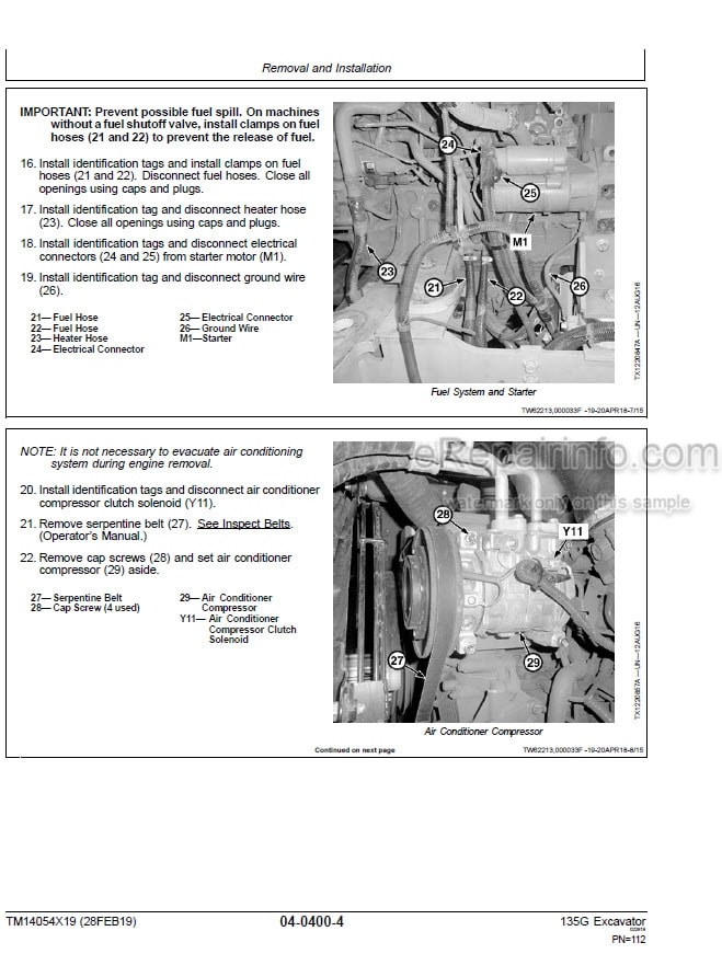 Photo 2 - John Deere 135G Repair Technical Manual Excavator TM14054X19