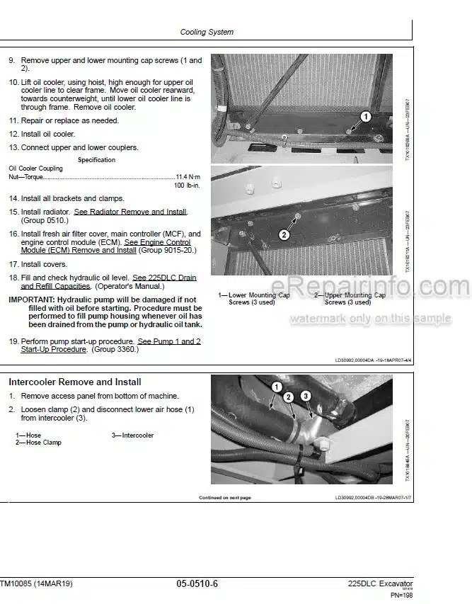 Photo 2 - John Deere 225DLC Repair Technical Manual Excavator TM10085