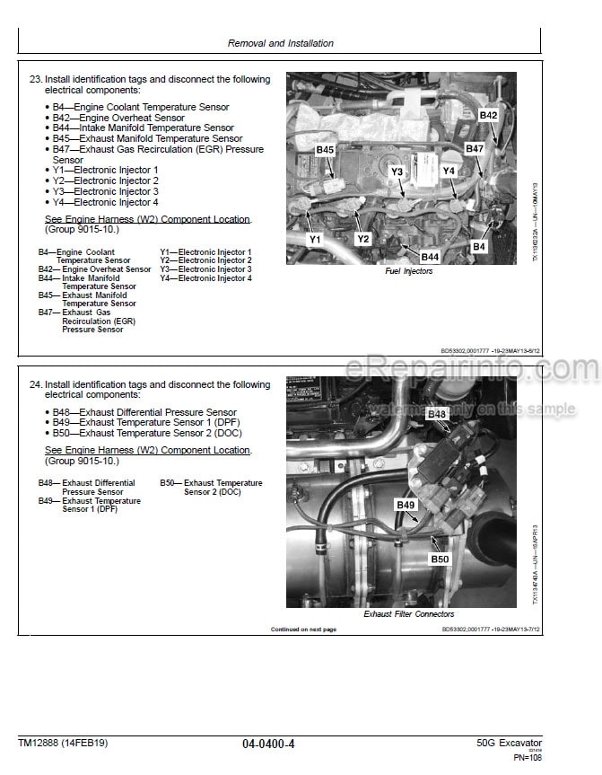 Photo 2 - John Deere 50G Repair Technical Manual Excavator TM12888