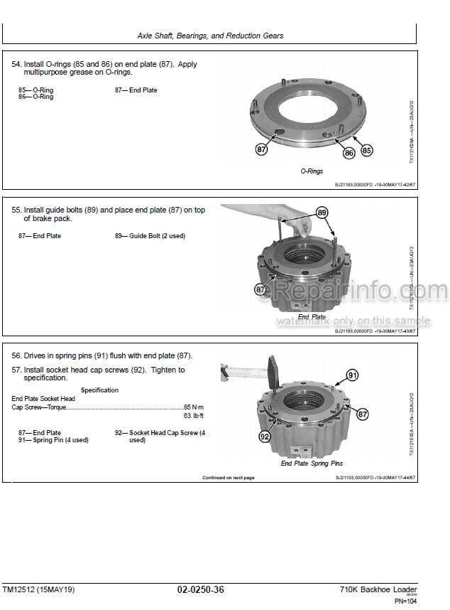 Photo 6 - John Deere 710K Repair Technical Manual Backhoe Loader TM12512