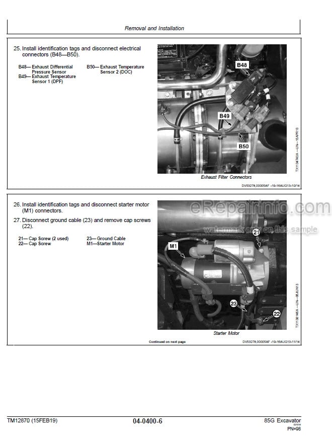 Photo 8 - John Deere 75G Repair Technical Manual Excavator TM12876