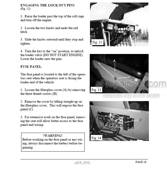 Photo 9 - ASV 2800 2810 Posi Track Operators Service Parts Manual Loader 0308-382