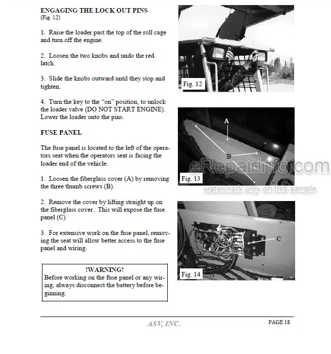 Photo 7 - ASV 2800 2810 Posi Track Operators Service Parts Manual Loader 0308-382