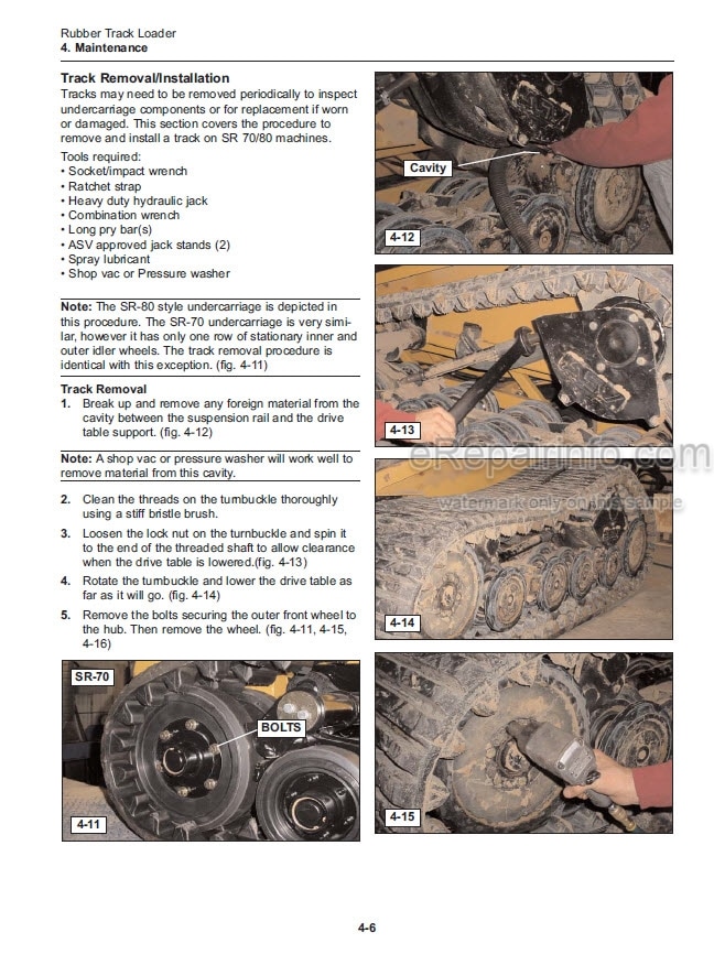 Photo 8 - ASV SR70 SR80 Posi Track Service Operation Maintenance Parts Manual Compact Track Loader 2045-830