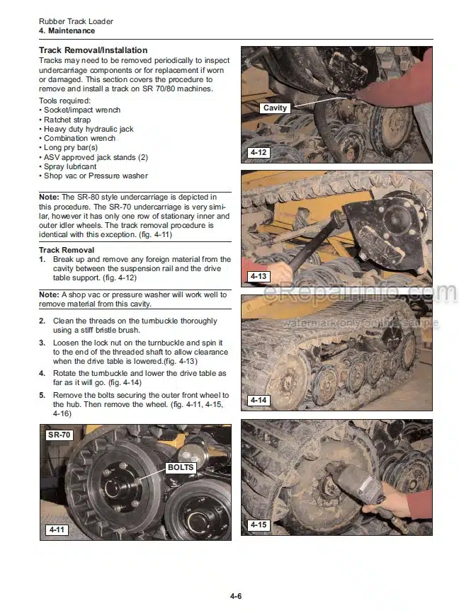 Photo 10 - ASV SR70 SR80 Posi Track Service Operation Maintenance Parts Manual Compact Track Loader 2045-830