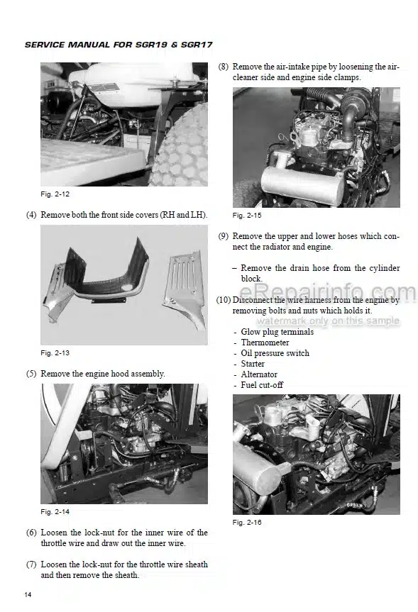 Photo 9 - Iseki SGR17 SGR19 Service Manual Lawn Mower