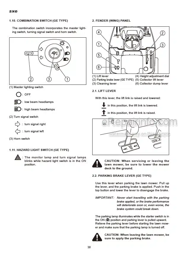 Photo 6 - Iseki SZ330 Operation Manual Zero Turn Mower 0503-01-000