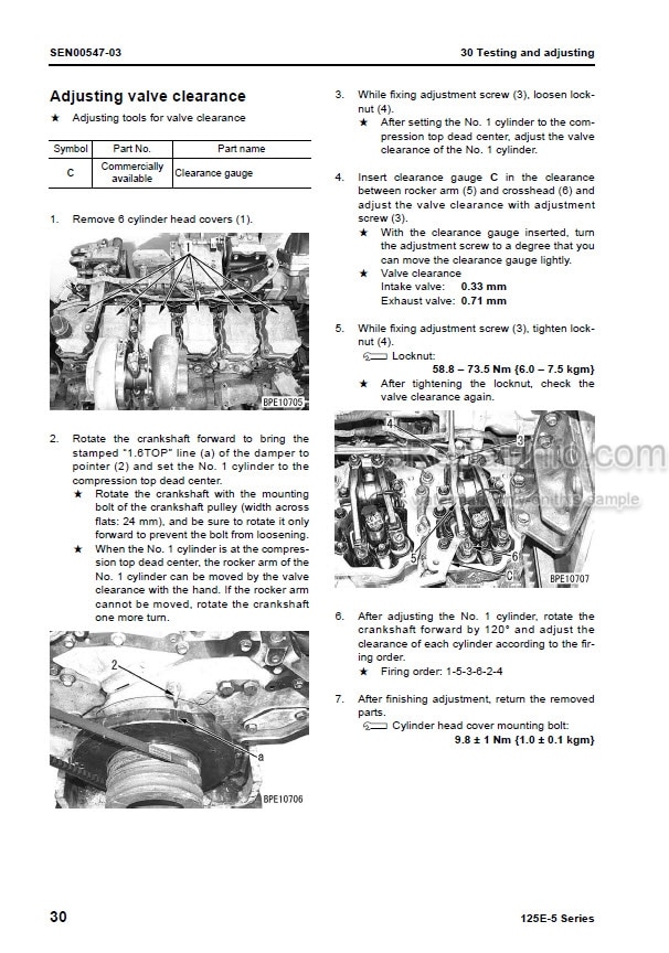 Photo 7 - Komatsu 125E-5 Series Shop Manual Engine SEN00177-09