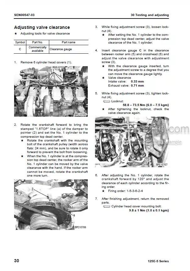 Photo 10 - Komatsu 125E-5 Series Shop Manual Engine SEN00177-09