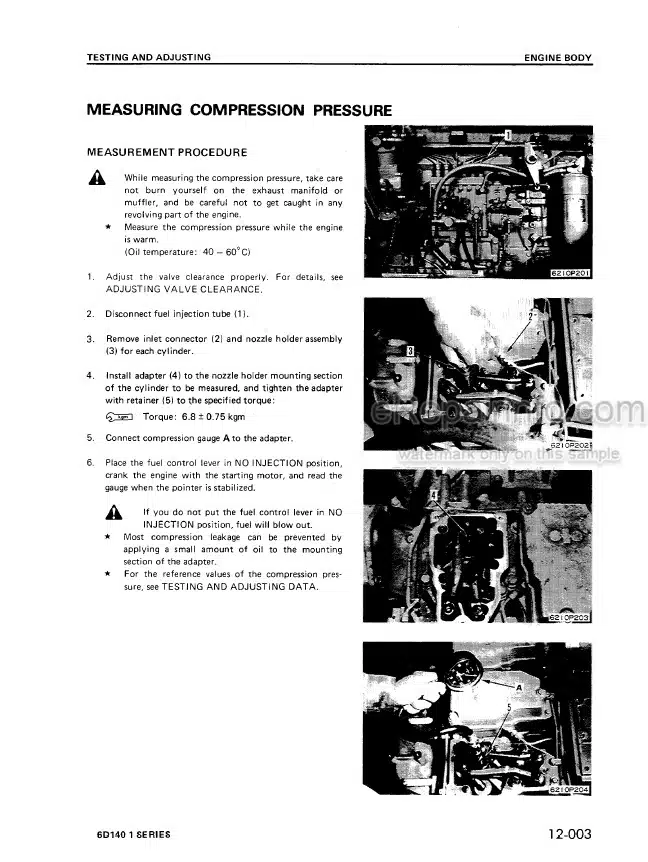 Photo 6 - Komatsu 6D140-2 Series Shop Manual Diesel Engine SEBM008608