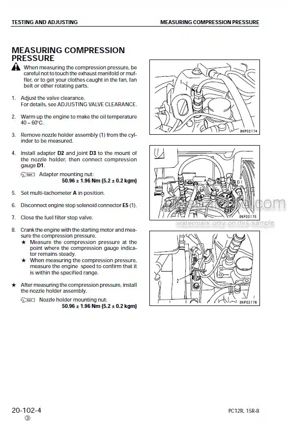 Photo 3 - Komatsu PC12R-8 PC15R-8 Shop Manual Excavator SEBM013103