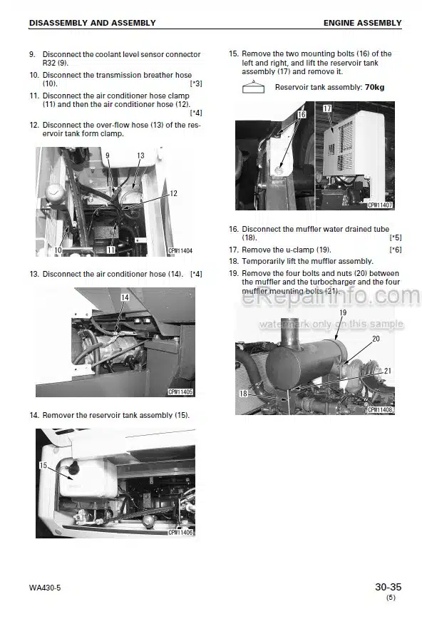 Photo 8 - Komatsu WA420-3H Shop Manual Wheel Loader VEBM470104
