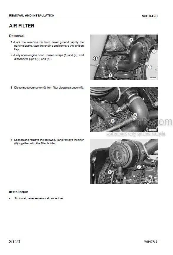 Photo 2 - Komatsu WB97R-5 Shop Manual Backhoe Loader WEBM006300