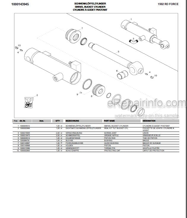 Photo 10 - Neuson 1502RD Force Parts Catalog Compact Excavator 1000142099
