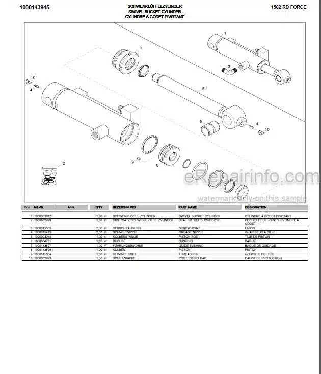 Photo 12 - Neuson 1502RD Force Parts Catalog Compact Excavator 1000142099