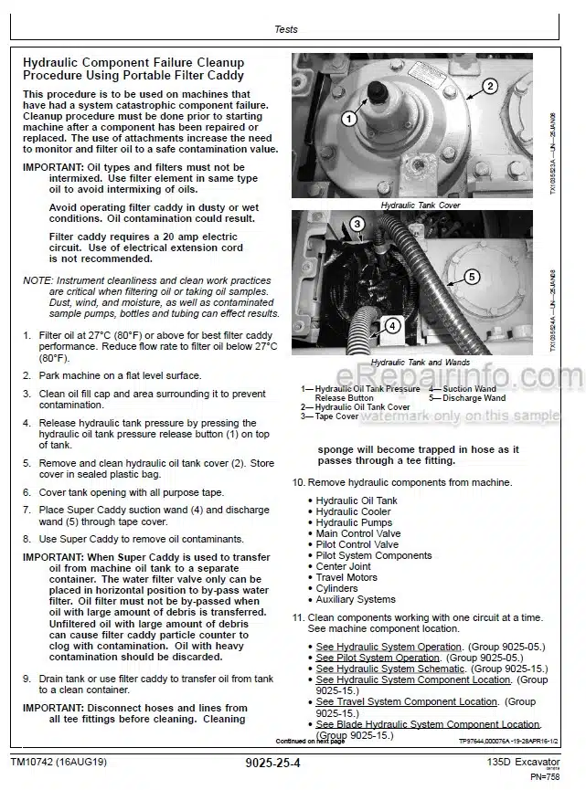 Photo 1 - John Deere 135D Operation And Test Manual Excavator TM10742