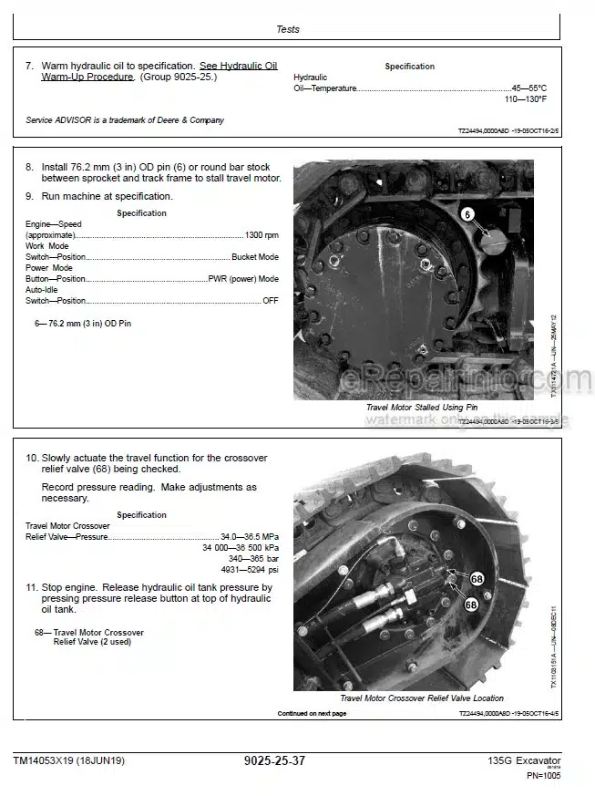 Photo 1 - John Deere 135G Operation And Test Manual Excavator TM14053X19