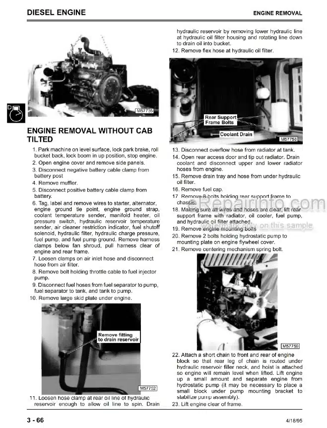 Photo 10 - John Deere 4475 5575 6675 7775 Technical Manual Skid Steer Loader TM1153