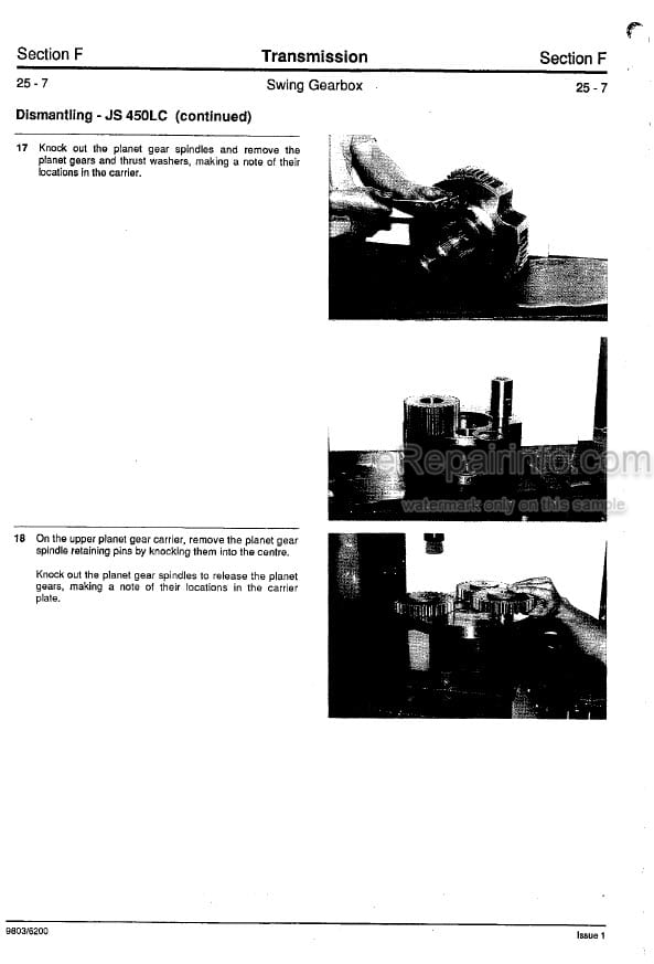 Photo 7 - JCB JS210 JS230 Service Manual Excavator 9813-8000