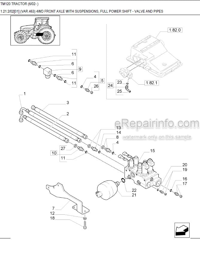 Photo 9 - New Holland TM120 Parts Manual Illustrated Tractor
