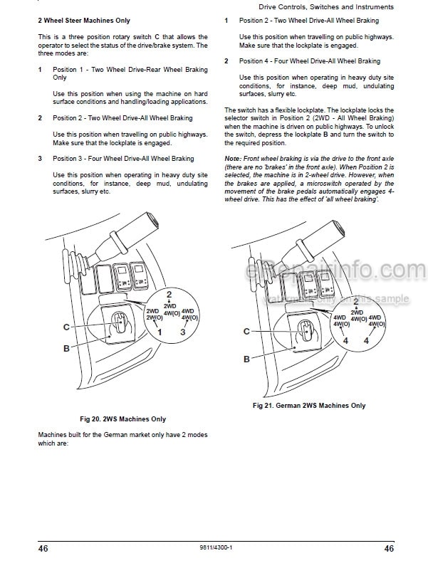 Photo 6 - JCB 3CX 4CX Advance Precision Control Operators Manual Backhoe Loader 9811-2250