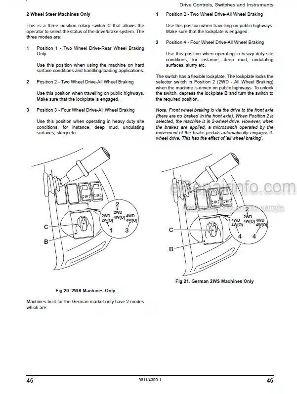 Photo 1 - JCB 3CX 4CX Advance Easy Control Operators Manual Backhoe Loader 9811-4300