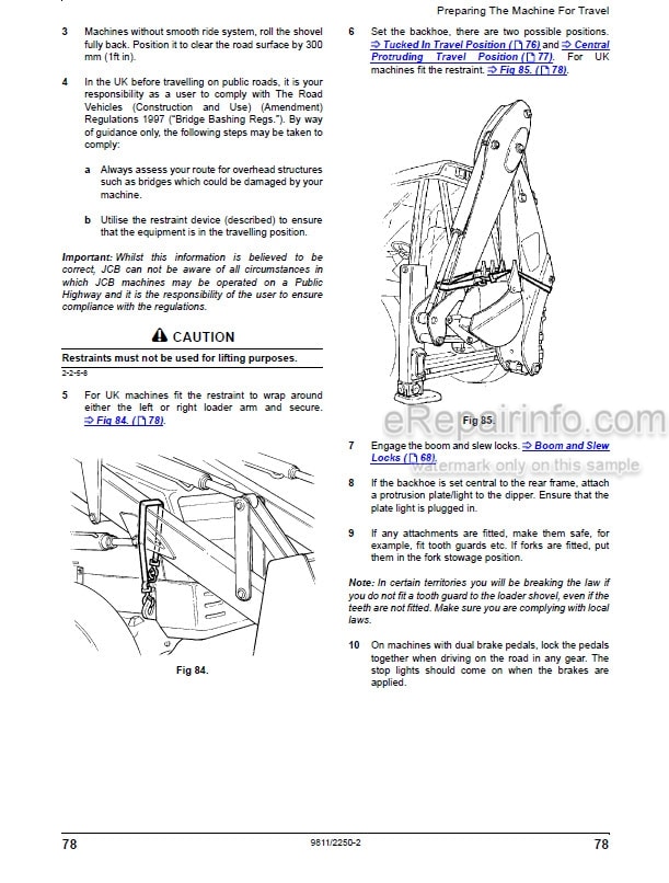 Photo 7 - JCB 3CX 4CX Advance Precision Control Operators Manual Backhoe Loader 9811-2250