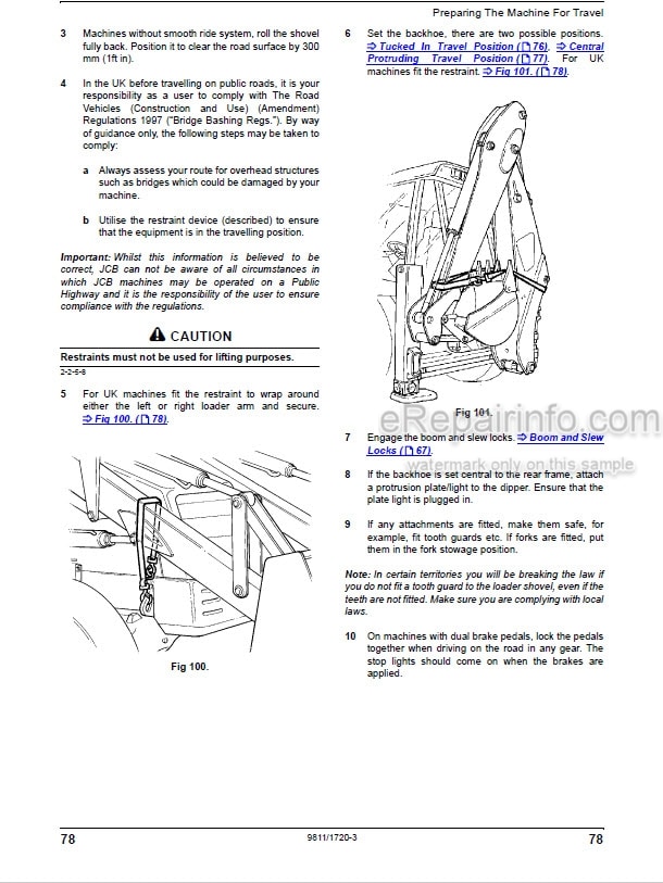 Photo 11 - JCB 3CX 4CX Operators Manual Backhoe Loader 9811-1720