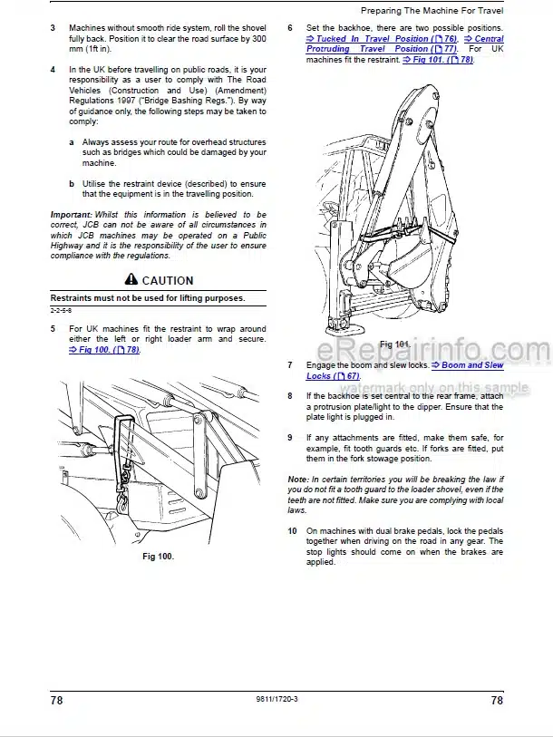 Photo 2 - JCB 3CX 4CX Operators Manual Backhoe Loader 9811-1720