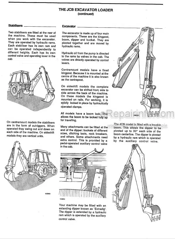Photo 6 - JCB 3C 3CX 4CX Operators Manual Backhoe Loader 9801-9197