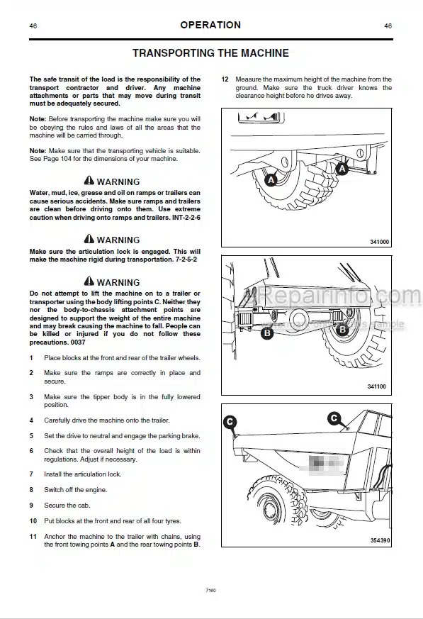 Photo 12 - JCB 714 718 Operators Manual Articulated Dump Truck 7160